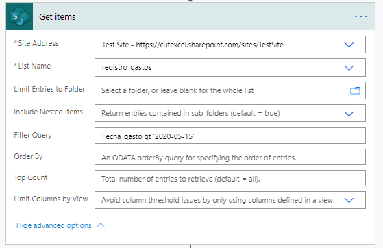 Filtro OData Power Automate 2