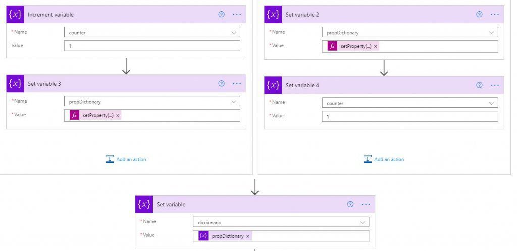 Power Automate variables objeto 3