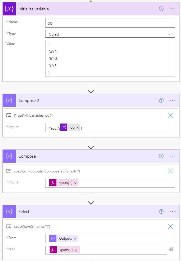 Power Automate: Convertir objeto JSON en Array para aplicar a cada uno.