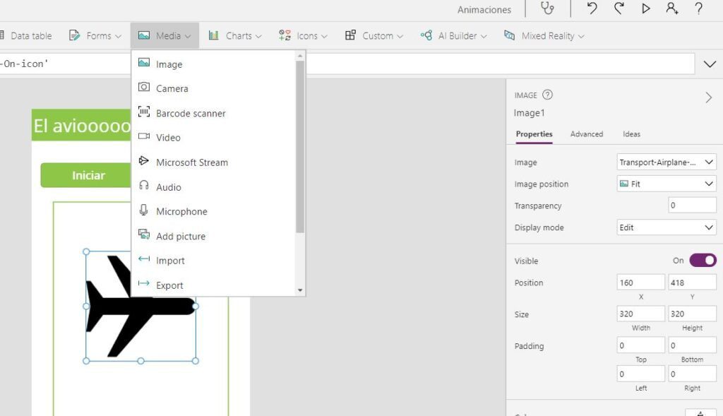 animaciones Powerapps 1