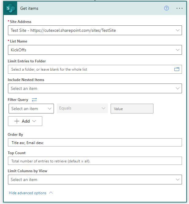 Power Automate ordenar Sharepoint 2