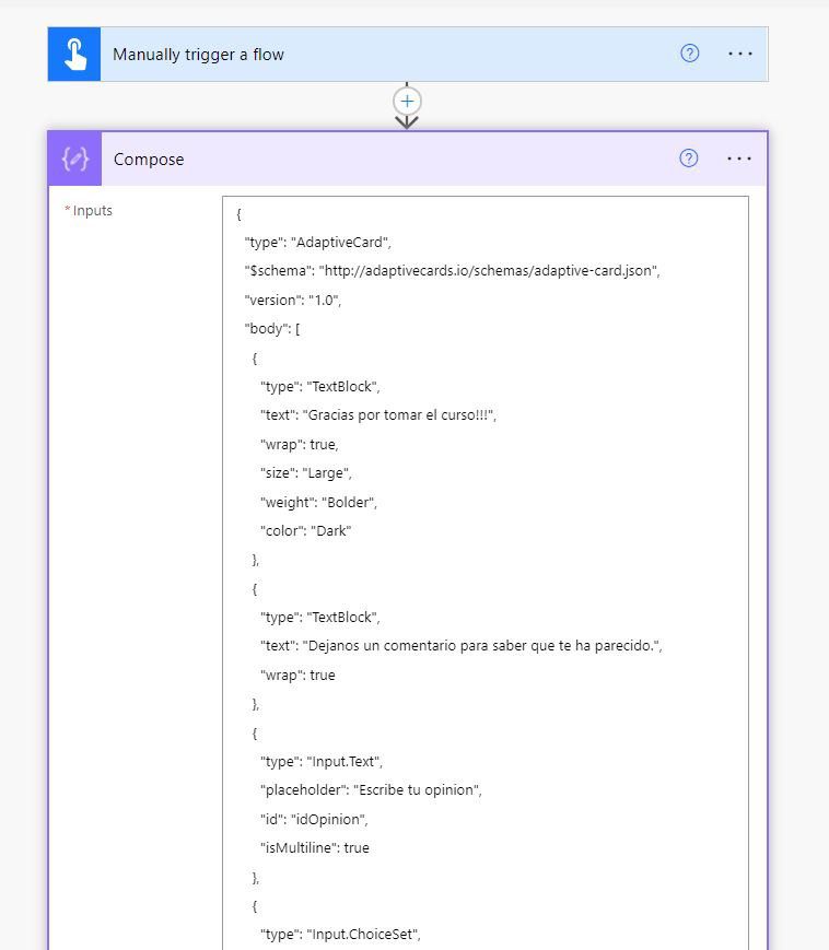 Cartas adaptativas Outlook automate 4