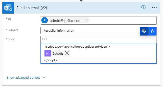 Cartas adaptativas Outlook automate 5